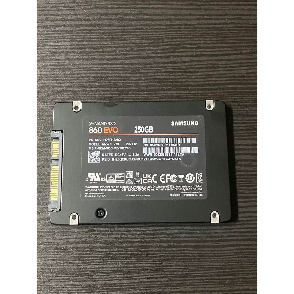 (100% Health, 60GB Write) Samsung 860 EVO 250GB SSD MZ-76E250 2.5" SATA III SSD - Picture 2 of 4